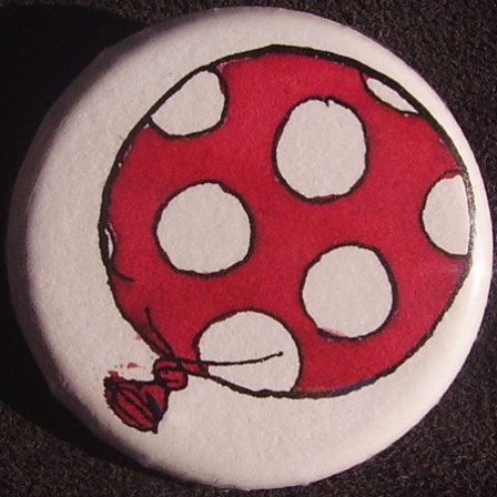 Badge Ballon Rose à Pois Blancs