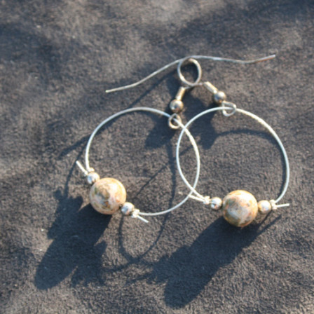 Boucles d'Oreilles Ronde de Jaspe