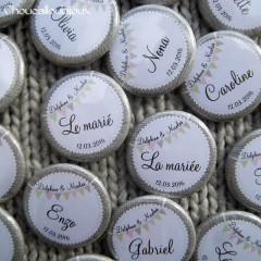 Kit de 10 badges Proches - « Champêtre & Liberty » - Fanions & Toile de Jute