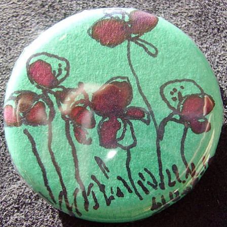 Badge Coquelicots Turquoises