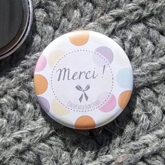 Badge/Magnet/Aimant Merci ! - Pois Pastels