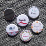 Badge/Magnet/Aimant Merci ! - Oiseaux & Toile de Jute