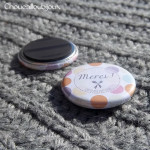 Badge/Magnet/Aimant Merci ! - Pois Pastels