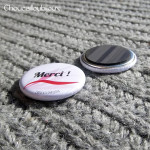 Badge/Magnet/Aimant Merci ! - Rubans Roses