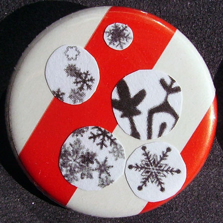 Badge Flocons - Rayures Rouges & Blanches