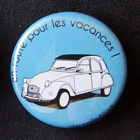 Badges 2CV - En route pour les vacances ! Bleu