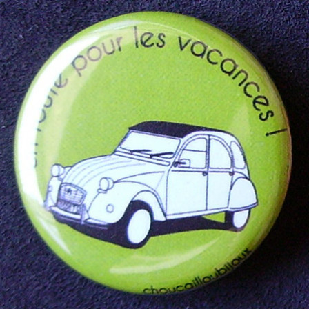 Badges 2CV - En route pour les vacances ! Vert