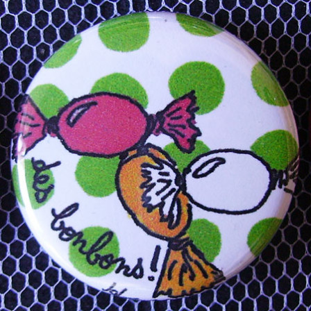 Badge Gourmandise - Des Bonbons à Pois Verts