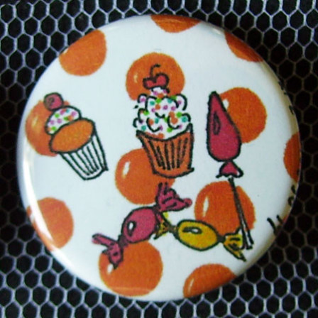 Badge Gourmandise - Friandise à Pois Orange