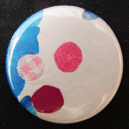 Badge Tâche Turquoise Pois Roses