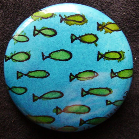 Badge Poisson Banc Jaune sur Bleu