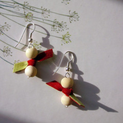 Boucles d'Oreilles Friandises Bordeaux Kaki