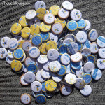 Mariage "Oiseaux Jaunes & Bleus", badges personnalisés de Susie & David