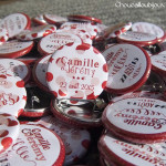 Mariage "Rouge, Blanc, Étoiles", badges personnalisés de Camille & Jérémy