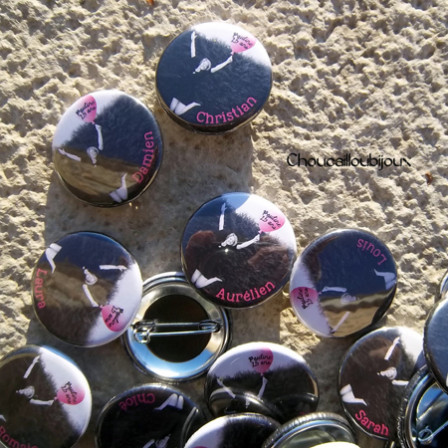 Badges Personnalisés Anniversaire Pauline - Ballon Rose