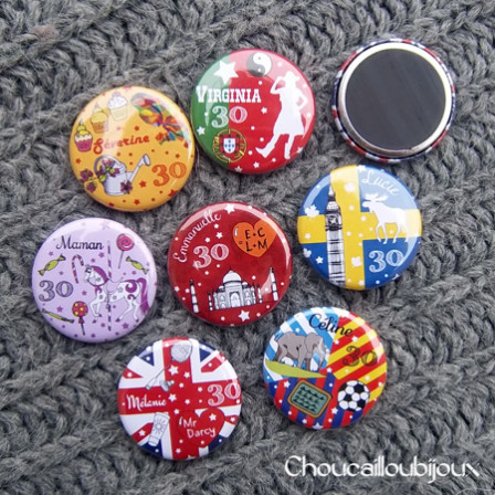Badges-Magnets Personnalisés Anniversaire 30 ans