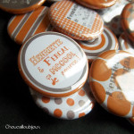 Badges personnalisés EVJF Henriette - Orange & Gris