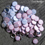 Badges Personnalisés Baptême Baptiste & Jeanne - Rayures Bleu-Blanc-Rose