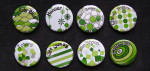 Mariage "Motifs Verts", badges personnalisés de Valérie & Pascal